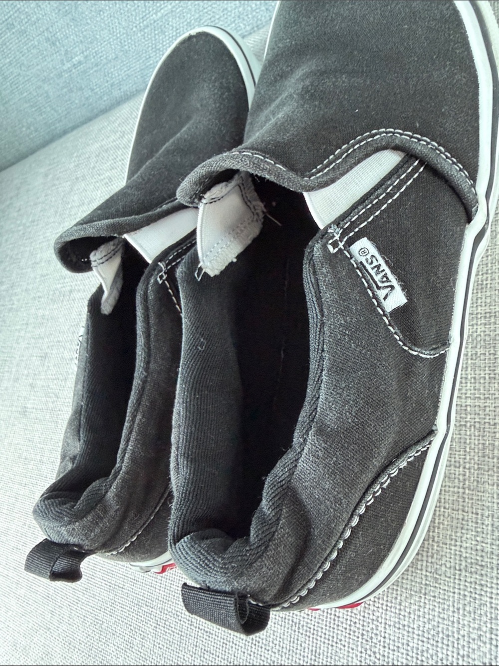 Kids Vans Black Slip-On Canvas Loafers with White Midsole Size 5,5 (Big Kid) - Picture 7 of 12